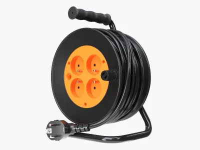 Extension cord reel with sockets 01 3D model