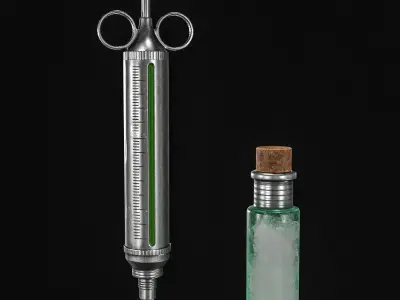 Vintage Medical Syringe Low-poly 3D model