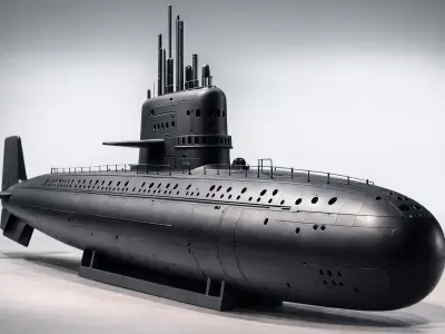 Generic Submarine Low Poly Underwater Military Vessel Low-poly 3D model