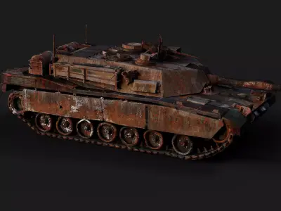 war destroyed tank abrams burned wreck model Low-poly 3D model