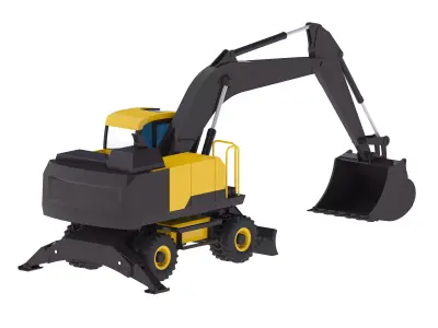 Excavator Construction EW180E Low-poly 3D model