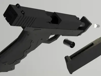 Futurist 9mm Pistol Low-poly 3D model