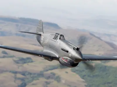 Rigged P-40 USA Fighter WW2 PBR 3D model