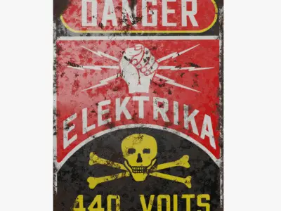 Vintage electric danger sign 02 3D model