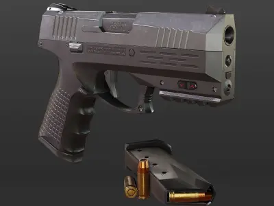 Modern Pistol Low-poly 3D model purchase