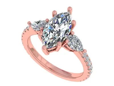 2carat Marquise And Pear Stone Engagement Ring 3D print model