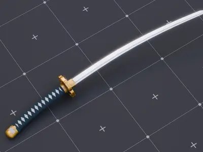 Japanese Sword Katana Low-poly 3D model