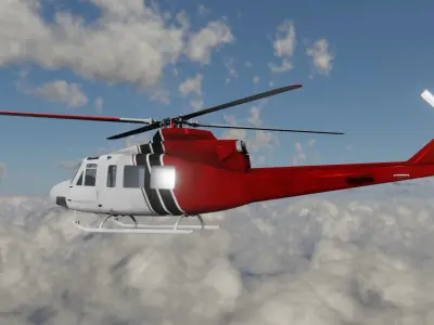  Helicopter red 3D Model Low-poly 3D model
