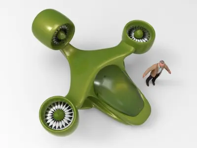 Futuristic Tricopter Aircraft 3D model