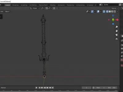 Fantasy Sword Low-poly 3D model 8