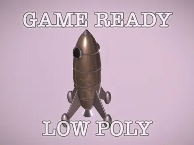 Space Sci-fi Rocket low poly game ready Low-poly 3D model
