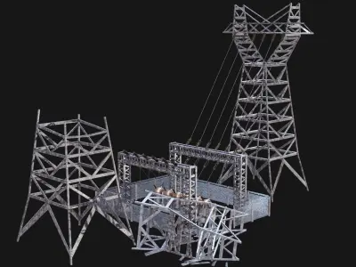 POST APO POWER STATION IMPROVISED ENERGY GENERATOR BATTERY Low-poly 3D model