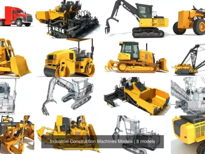 Industrial Construction Machines Models 3D Model Pack