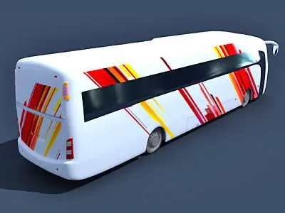 White striped Bus 01 3D model