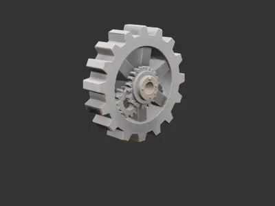 Detailed Industrial Gear Assembly Low-poly 3D model