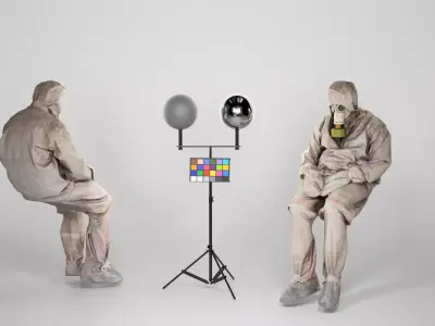 Soviet Liquidator of nuclear accident of Chernobyl sitting 56 Low-poly 3D model