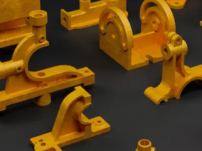 Building Blocks Kit Casted Parts Hard Surface GOLD V10 Low-poly 3D model