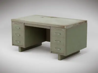 Old Metal Desk Free 3D model