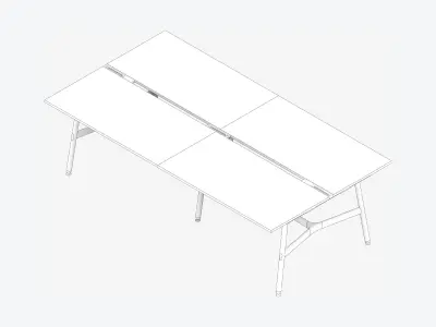 Desk - Timberline - Workstation - Dbl - Side - 4 - Person - Mid Low-poly 3D model