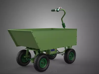 ARMY GREEN MILITARY WHEELBARROW CART TROLLEY WAGON TRUCK VEHICLE 3D model
