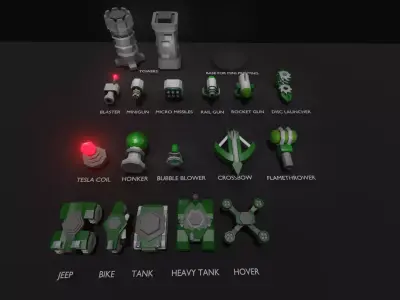 Low Poly Modular Tanks Low-poly 3D model