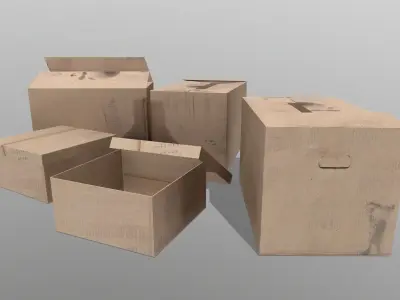 Cardboard boxes Free low-poly 3D model purchase