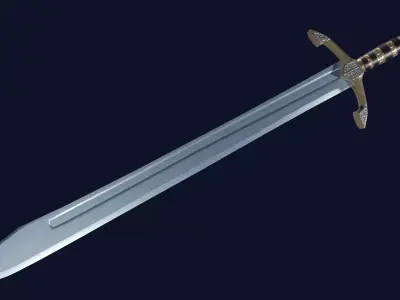Grossmesser sword with Excalibur handle Low-poly 3D model