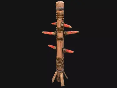 Wooden Medieval Military Combat Training Dummy Tournament Low-poly 3D model