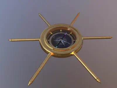 Compass gold Free low-poly 3D model