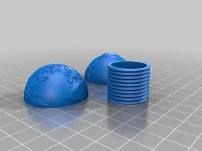 Screwable Two Part Globe - Earth in 3D Free 3D print model