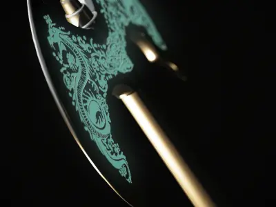Dragon axe with hidden dirk Low-poly 3D model