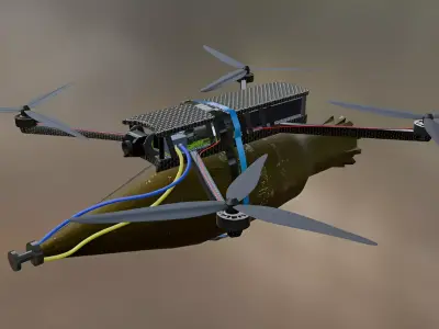 FPV Drone armed with a charge up to pg 7 Low-poly 3D model