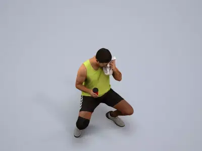 00533Levi004 - Adult Caucasian man sitting in sportswear with 3D model
