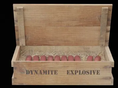 Dynamite Explosive Box Open Low-poly 3D model