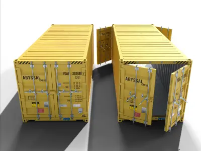 20ft Cargo Container Yellow Low-poly 3D model