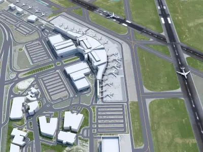 Canberra Airport 10km Low-poly 3D model