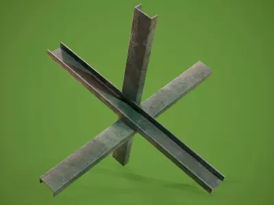  Hedgehog Anti Tank PBR Low-poly 3D model