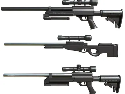 sniper 1 three air rifles 3D model
