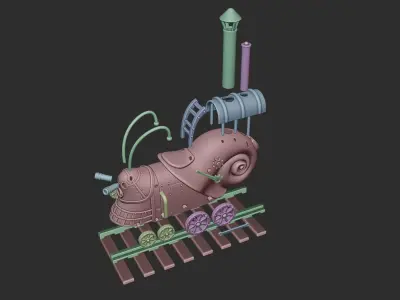 Steampunk snail locomotive 3D print model