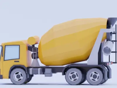 Low Poly Cement Truck Low-poly 3D model