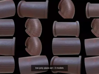 low poly pipes set pipe 3D Model Pack