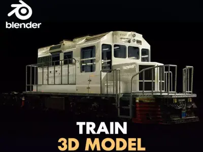 train with flat wagon Low-poly 3D model