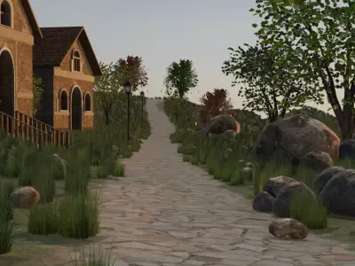 Lush Village Landscape 3D model