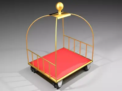 Trolley 3 golden cart with seat 3D model