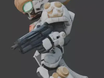 Aesthetic Heavy Combat Chibi 3D Model Low-poly 3D model