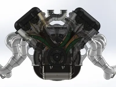 Engine V12-Aston Martin DB7 Low-poly 3D model