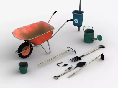 Garden Tools Low-poly 3D model