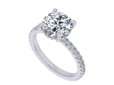 3 ct Round Stone Solitary Ring 3D print model