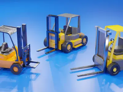 3 Low Poly Forklift with PBR textures Low-poly 3D model