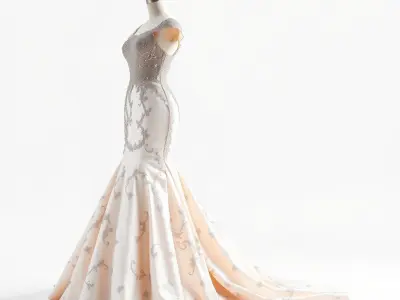 Opulent Evening Gown Mannequin Model Pack Low-poly 3D model